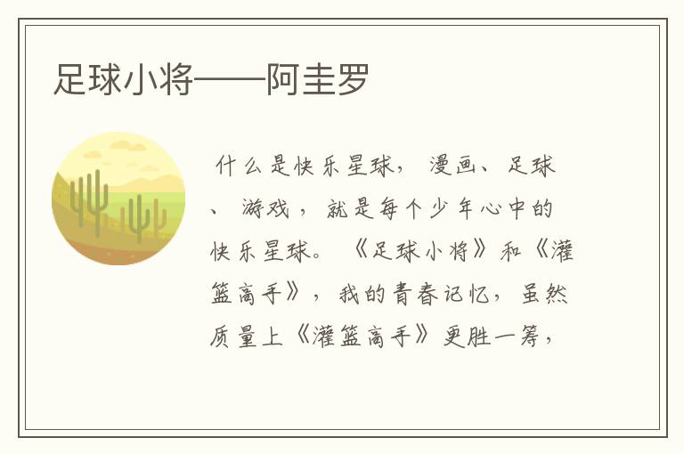 足球小将——阿圭罗