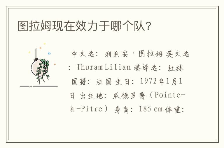 图拉姆现在效力于哪个队?