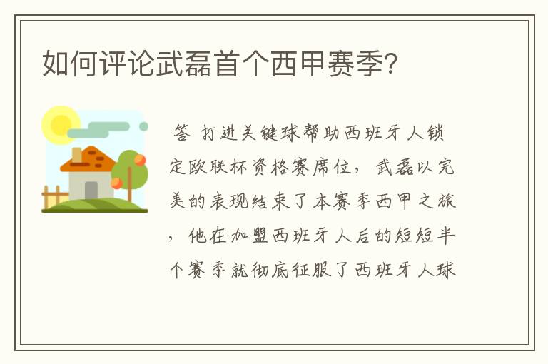 如何评论武磊首个西甲赛季?