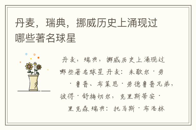 丹麦,瑞典,挪威历史上涌现过哪些著名球星