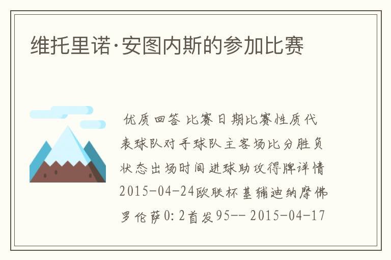 维托里诺·安图内斯的参加比赛