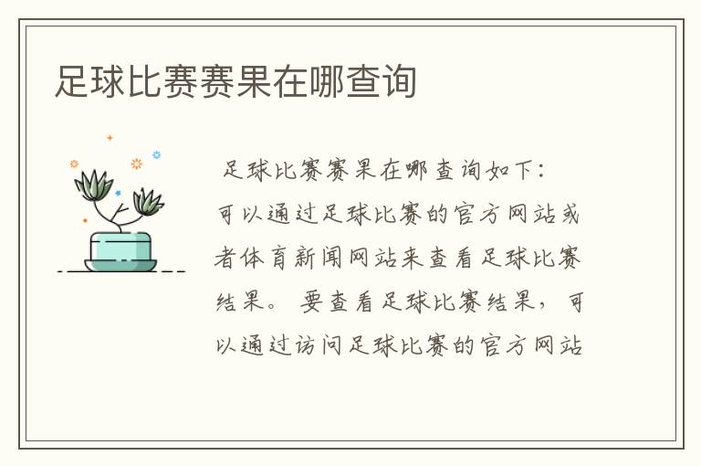 足球比赛赛果在哪查询
