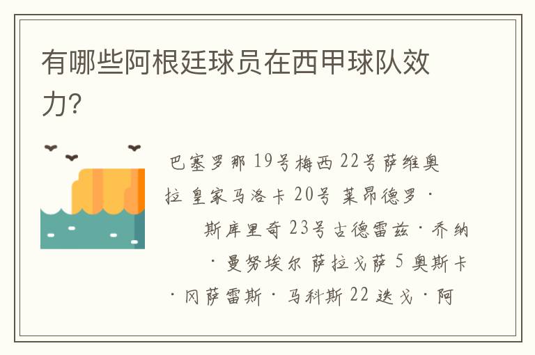 有哪些阿根廷球员在西甲球队效力?