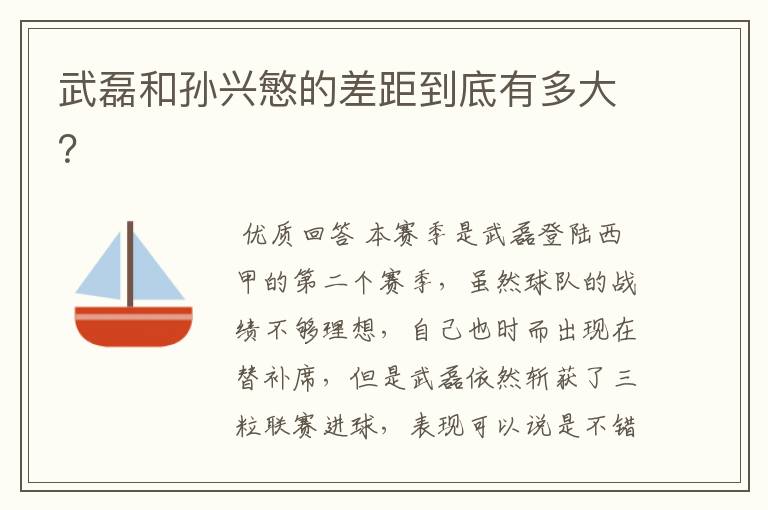 武磊和孙兴慜的差距到底有多大?