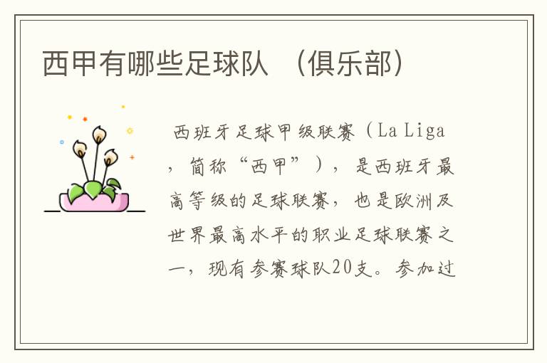 西甲有哪些足球队 (俱乐部)