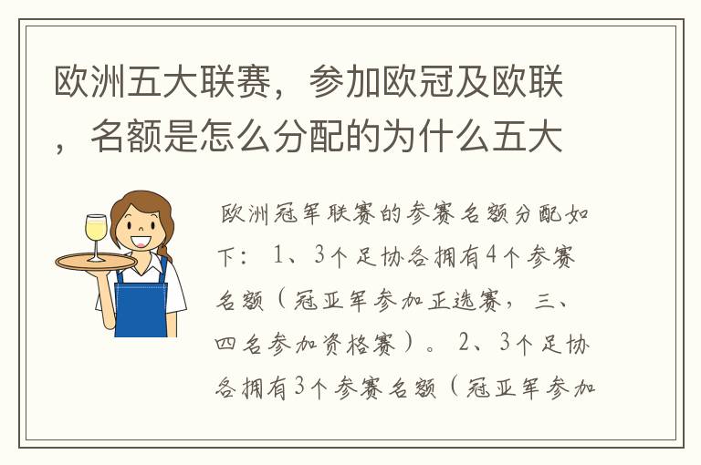 欧洲五大联赛,参加欧冠及欧联,名额是怎么分配的为什么五大联赛只有法甲