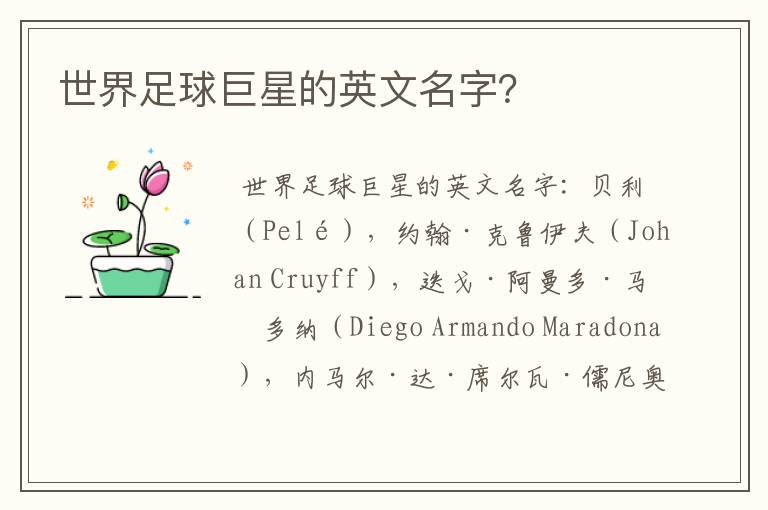 世界足球巨星的英文名字?