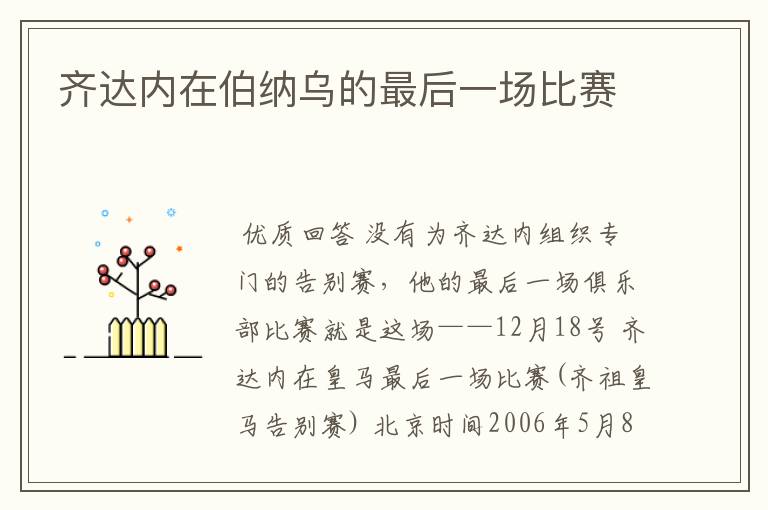 齐达内在伯纳乌的最后一场比赛