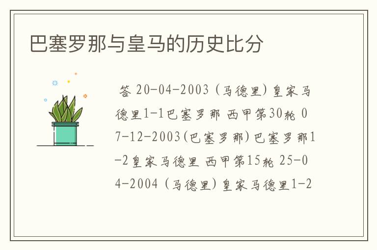 巴塞罗那与皇马的历史比分