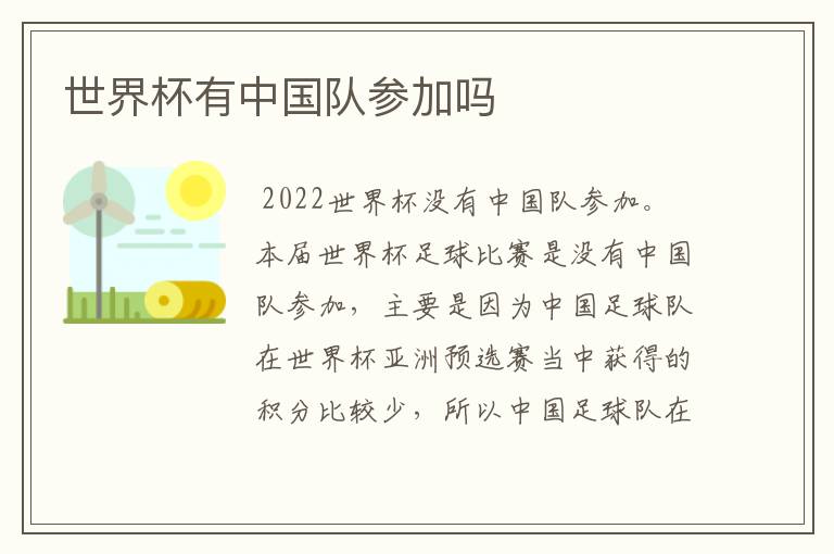 世界杯有中国队参加吗