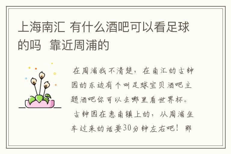 上海南汇 有什么酒吧可以看足球的吗 靠近周浦的