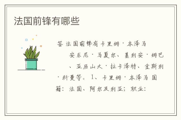法国前锋有哪些