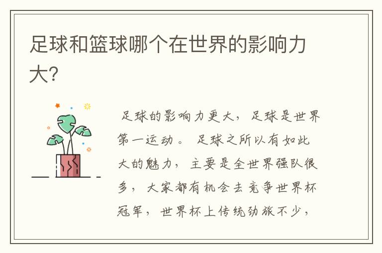 足球和篮球哪个在世界的影响力大?