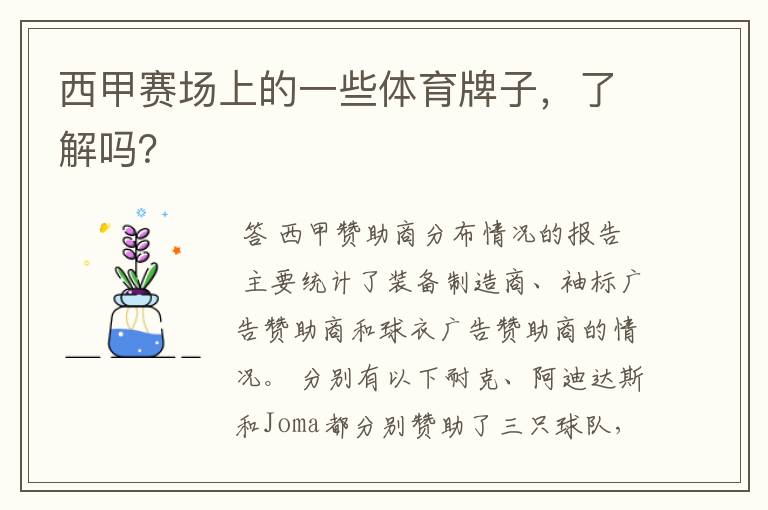 西甲赛场上的一些体育牌子,了解吗?