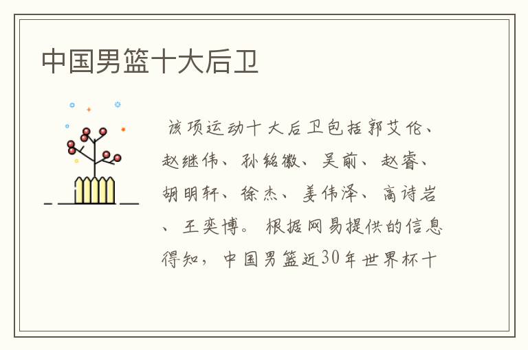 中国男篮十大后卫