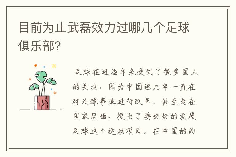 目前为止武磊效力过哪几个足球俱乐部?