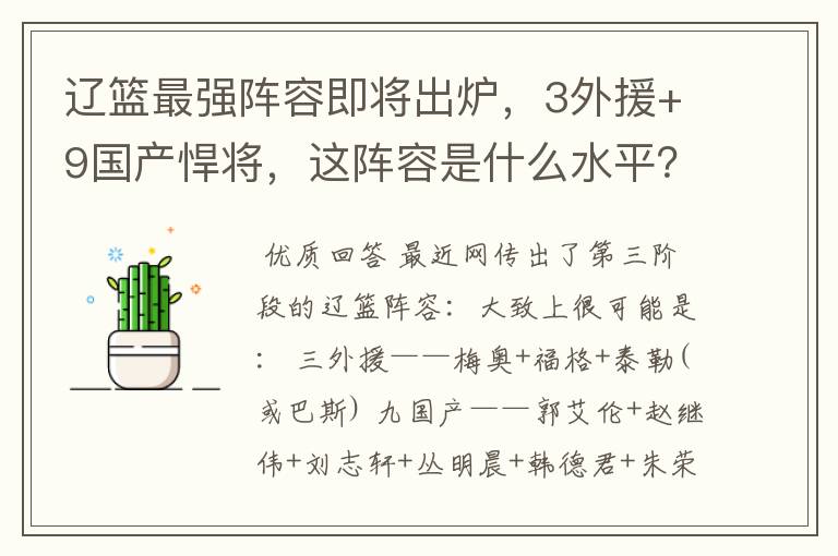 辽篮最强阵容即将出炉,3外援+9国产悍将,这阵容是什么水平?