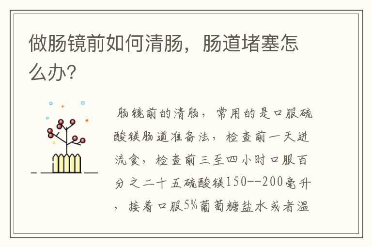 做肠镜前如何清肠,肠道堵塞怎么办?