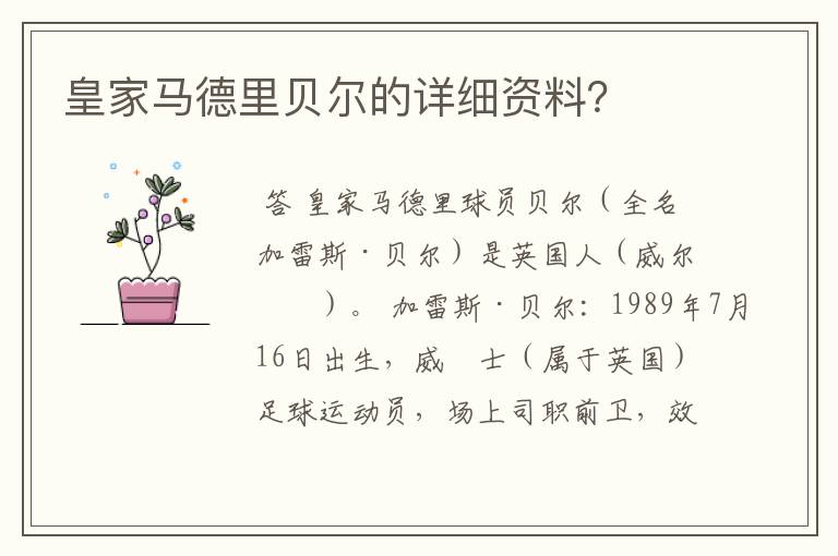 皇家马德里贝尔的详细资料?