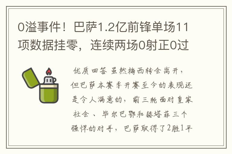 0溢事件!巴萨1.2亿前锋单场11项数据挂零,连续两场0射正0过人