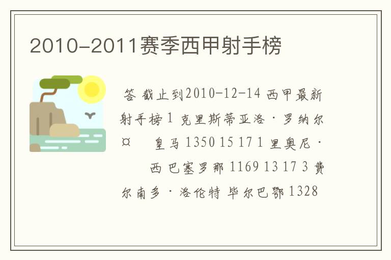 2010-2011赛季西甲射手榜