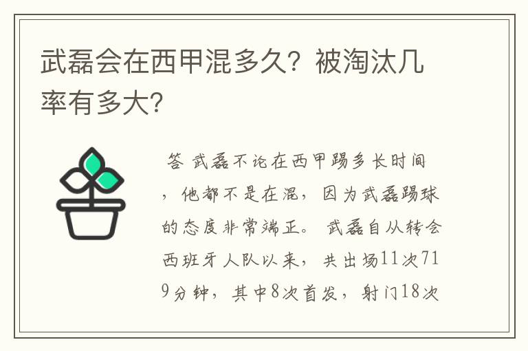 武磊会在西甲混多久?被淘汰几率有多大?