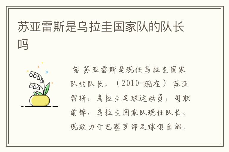 苏亚雷斯是乌拉圭国家队的队长吗