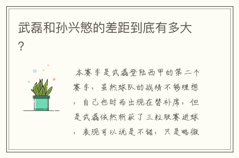 武磊和孙兴慜的差距到底有多大？