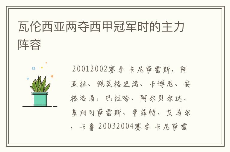 瓦伦西亚两夺西甲冠军时的主力阵容