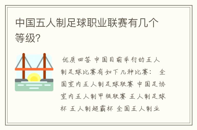 中国五人制足球职业联赛有几个等级?
