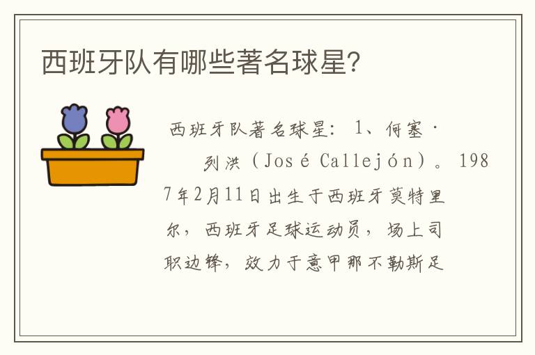 西班牙队有哪些著名球星?