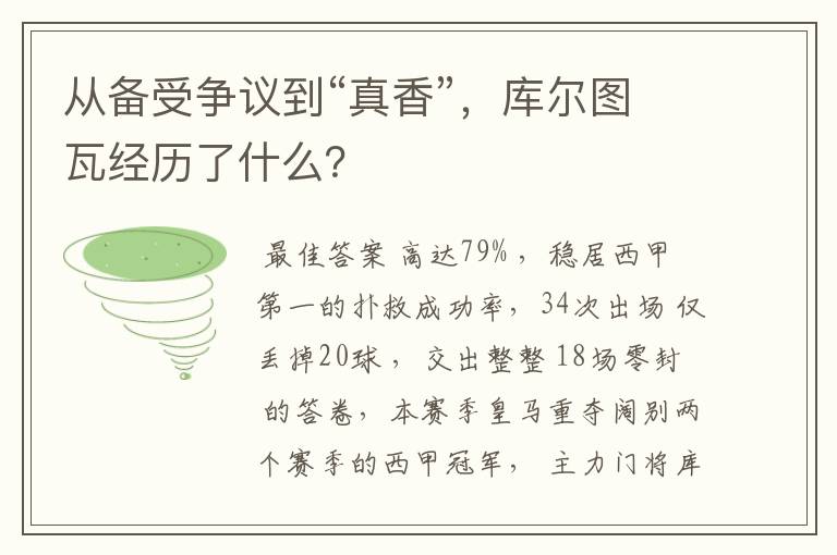 从备受争议到“真香”,库尔图瓦经历了什么?