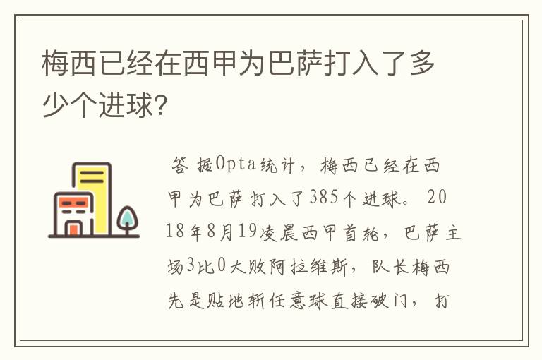 梅西已经在西甲为巴萨打入了多少个进球?