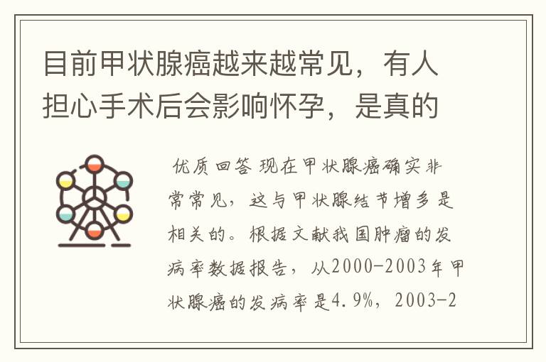目前甲状腺癌越来越常见,有人担心手术后会影响怀孕,是真的吗?