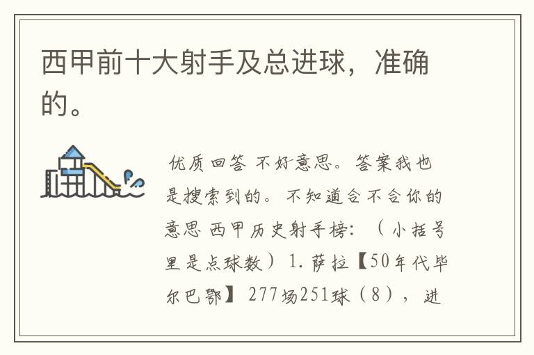 西甲前十大射手及总进球,准确的。