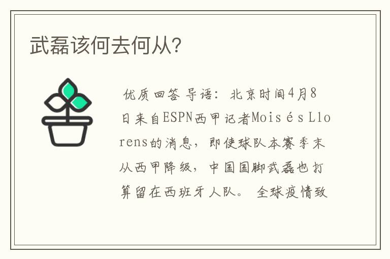 武磊该何去何从?