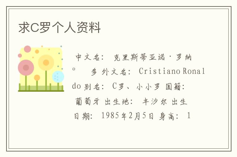 求C罗个人资料