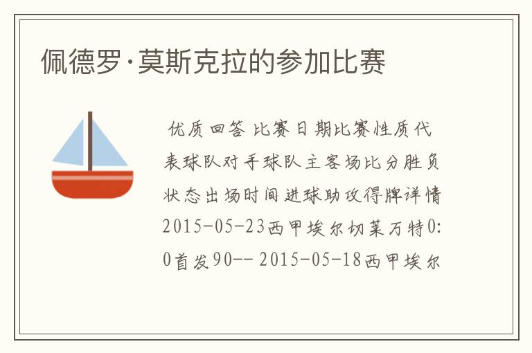 佩德罗·莫斯克拉的参加比赛