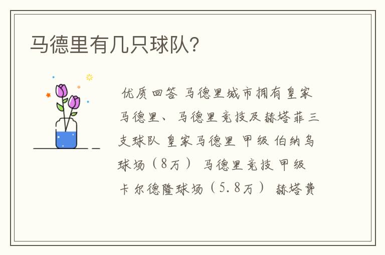 马德里有几只球队?