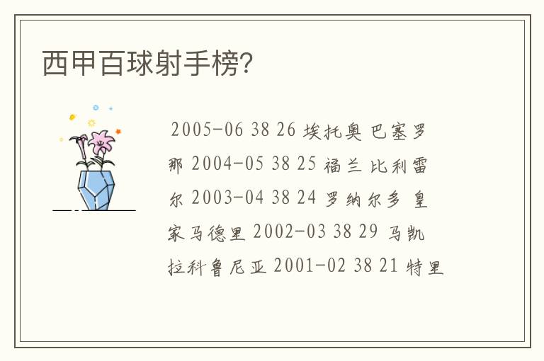 西甲百球射手榜?