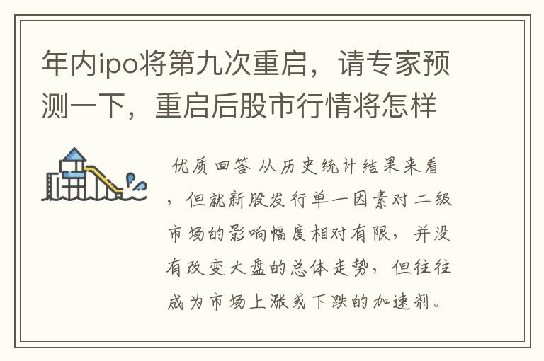 年内ipo将第九次重启,请专家预测一下,重启后股市行情将怎样?前八次都是大跌啊!