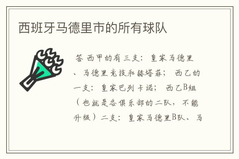 西班牙马德里市的所有球队