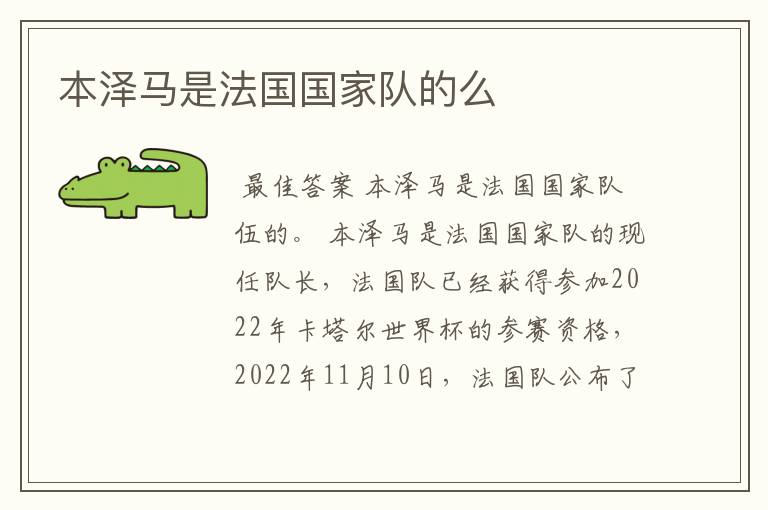本泽马是法国国家队的么