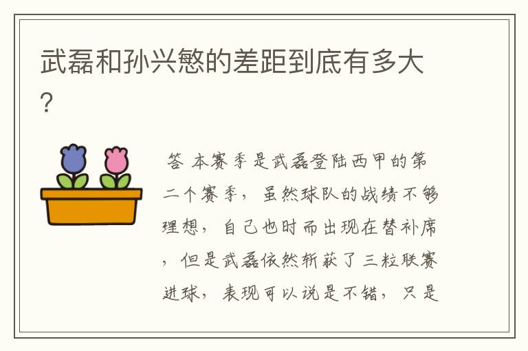 武磊和孙兴慜的差距到底有多大?