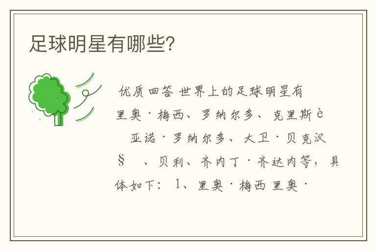 足球明星有哪些?