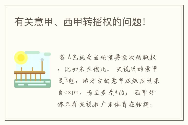 有关意甲、西甲转播权的问题!