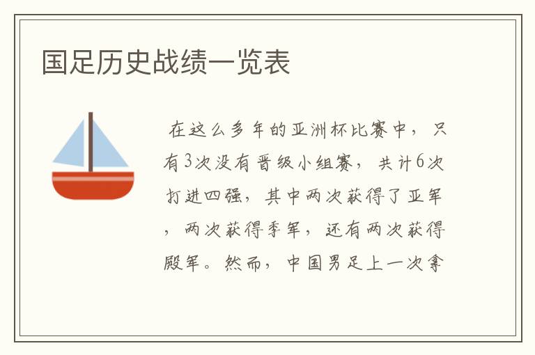 国足历史战绩一览表
