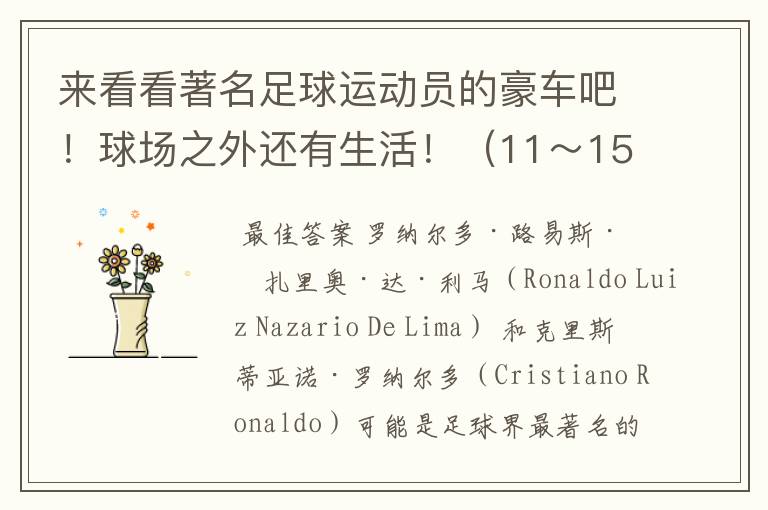 来看看著名足球运动员的豪车吧!球场之外还有生活!(11~15)