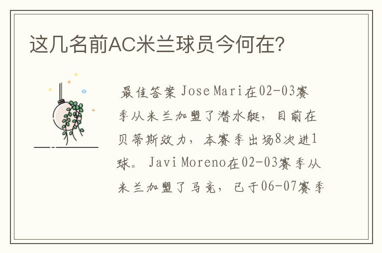 这几名前AC米兰球员今何在?