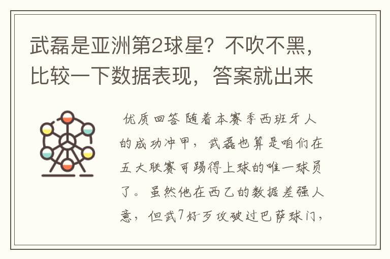 武磊是亚洲第2球星?不吹不黑,比较一下数据表现,答案就出来了